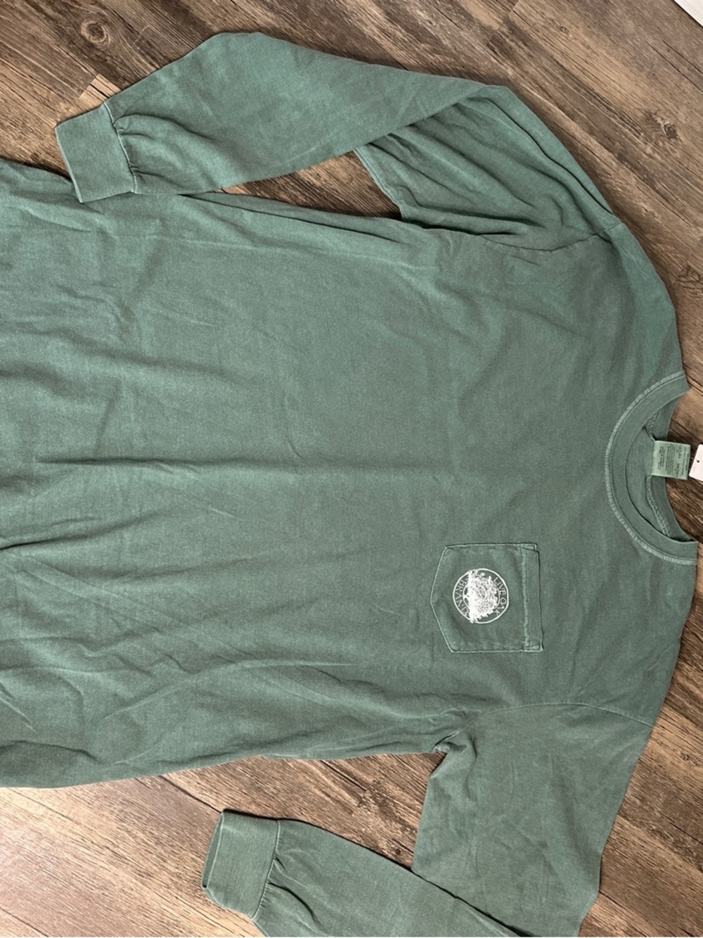 Comfort Colors Long Sleeve Pocket Tee in Dusty Teal